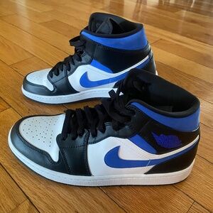 Air Jordan 1 Mid White Black Racer Blue 554724-140 Men’s Size  10.5